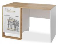 Сити СТЛ.336.05 Стол компьютерный Бело-серый/Дуб небраска