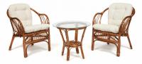 ТЕРРАСНЫЙ КОМПЛЕКТ  NEW BOGOTA  (2 кресла + стол) /с подушками/ ротанг, кресло 61х67х78,5 см, диаметр стола 50см, coco brown (коричневый кок