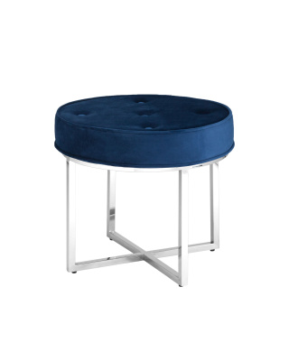 Банкетка САПФИР велюр синий сталь серебро. Фото