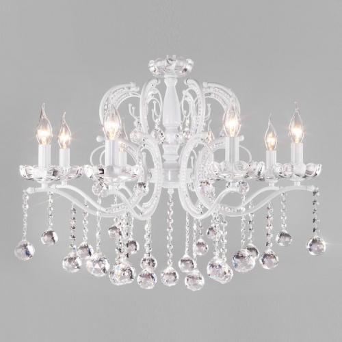 Подвесная люстра Eurosvet Brezza 10107/8 глянцевый белый/прозрачный хрусталь Strotskis. Фото №1