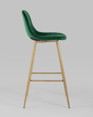 Стул барный Валенсия велюр зеленый ножки цвет дерево. Фото