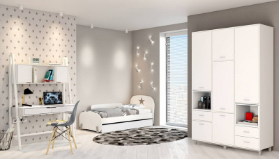 Шкаф комбинированный Polini Kids Mirum, белый фото Шкаф комбинированный Polini Kids Mirum, белый. Фото №4