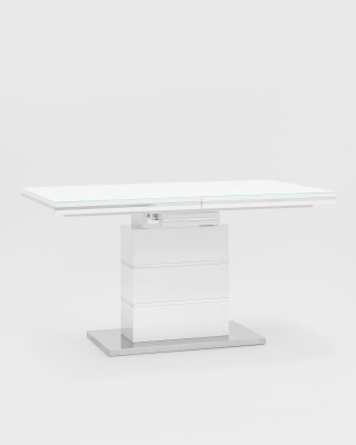 Стол обеденный Глазго раскладной 140-170*80 глянцевый белый. Фото