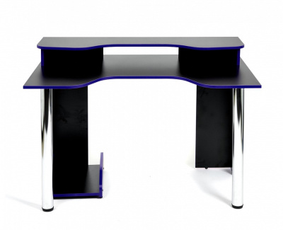 Стол компьютерный Strike-1 (120) NEO  black/blue, черный/синяя кромка. Фото
