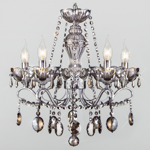 Потолочная люстра Eurosvet Teodore 10103/5 хром/дымчатый хрусталь Strotskis. Фото №1