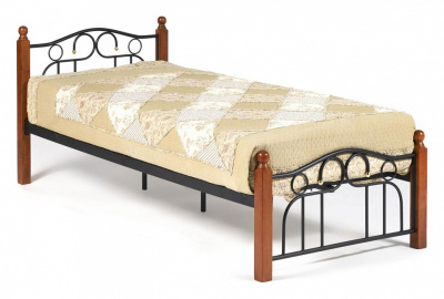 Кровать AT-808 Wood slat base дерево гевея/металл, 90*200 см (Single bed), красный дуб/черный. Фото