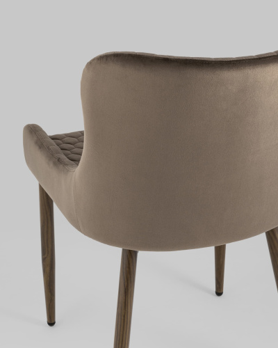 Стул Ститч Хани велюр коричневый ножки дерево. Фото №8