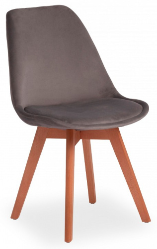 Стул Secret De Maison TULIP SOFT (mod. 74) вельвет/дерево , 54 х 47 х 83 см , светло-серый (HLR19)/натуральный (поставляется по 4 шт). Фото №1