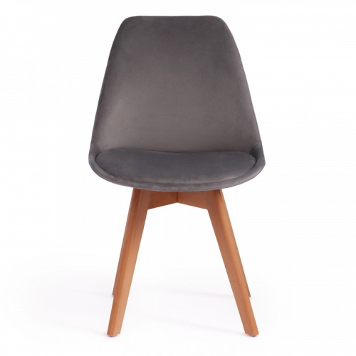 Стул Secret De Maison TULIP SOFT (mod. 74) вельвет/дерево , 54 х 47 х 83 см , светло-серый (HLR19)/натуральный (поставляется по 4 шт). Фото №2