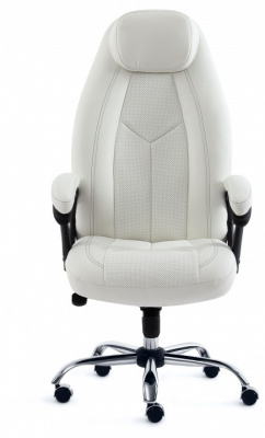 Кресло BOSS люкс (хром) кож/зам, белый, 36-01/36-01/06. Фото