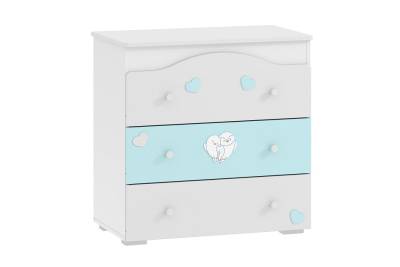 КомодЛилу Птички НМ 041.02 + НМ 041.02-01 Надстройка для пеленания, Белый/Голубой (эмаль), Белый Скандинавский. Фото №2