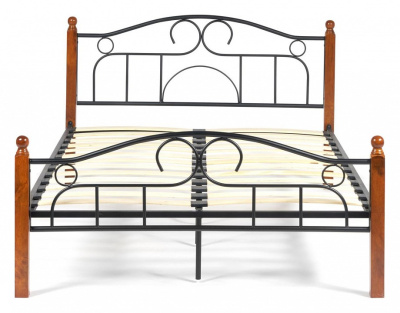 Кровать AT-808 Wood slat base дерево гевея/металл, 140*200 см (Double bed), красный дуб/черный фото Кровать AT-808 Wood slat base дерево гевея/металл, 140*200 см (Double bed), красный дуб/черный. Фото №2