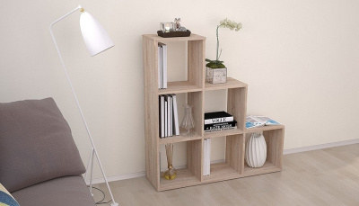 Стеллаж Polini Home Smart, древесина коричневая светлая дуб. Фото