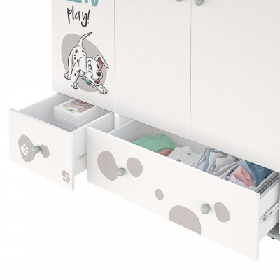 Шкаф платяной Polini Kids Disney Baby 101 Далматинец, белый. Фото