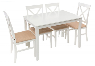 Обеденная группа Chili (стол и 4 стула) buttermilk / beige. Фото
