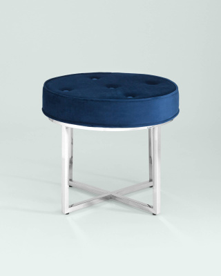 Банкетка САПФИР велюр синий сталь серебро. Фото