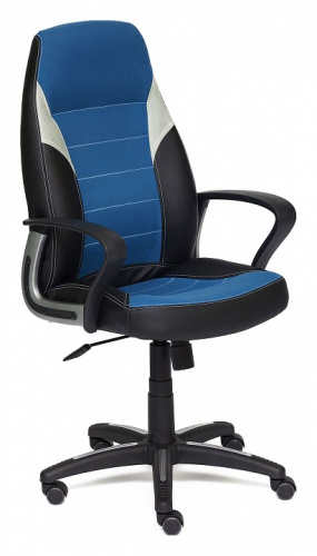 Компьютерное кресло INTER кож/зам/ткань, черный/синий/серый , 36-6/С24/14. Фото №1