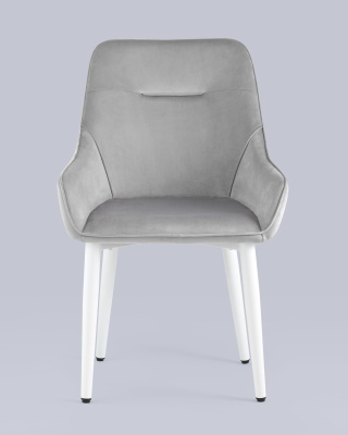 Стул Диана велюр серый ножки белые. Фото №5