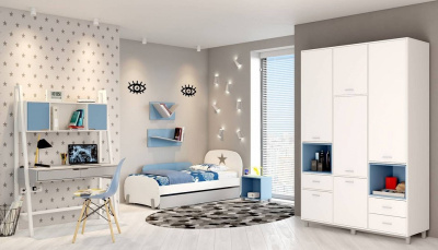 Шкаф комбинированный Polini Kids Mirum, белый. Фото