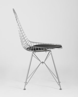 Стул обеденный Eiffel хромированный с черной подушкой фото Стул обеденный Eiffel хромированный с черной подушкой. Фото №4