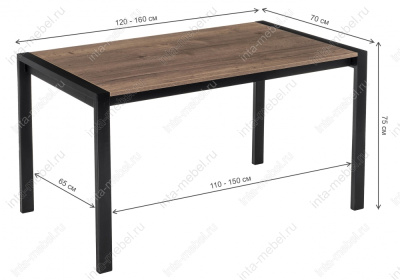 Стол деревянный Центавр дуб велингтон / черный матовый фото Стол деревянный Центавр дуб велингтон / черный матовый. Фото №2