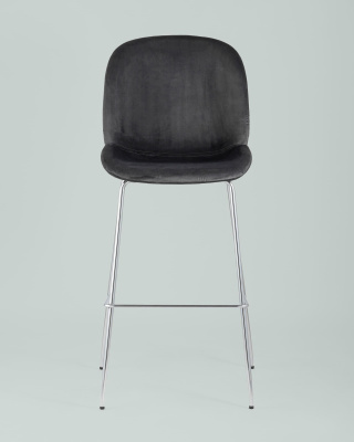 Стул барный Beetle со спинкой серый хромированные ножки фото Стул барный Beetle со спинкой серый хромированные ножки. Фото №5